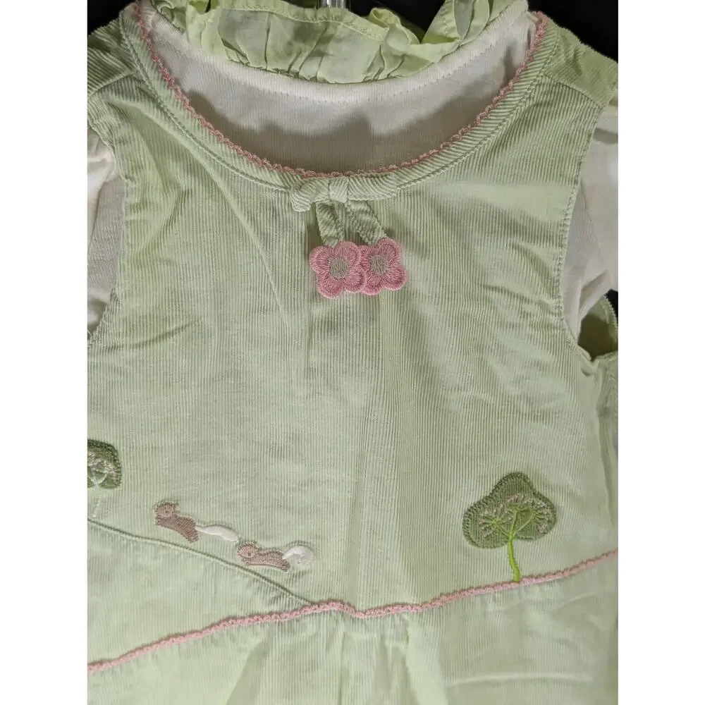 Gymboree 3-6 Months Bunny Corduroy Jumper Dress Outfit Easter Spring Baby Girl